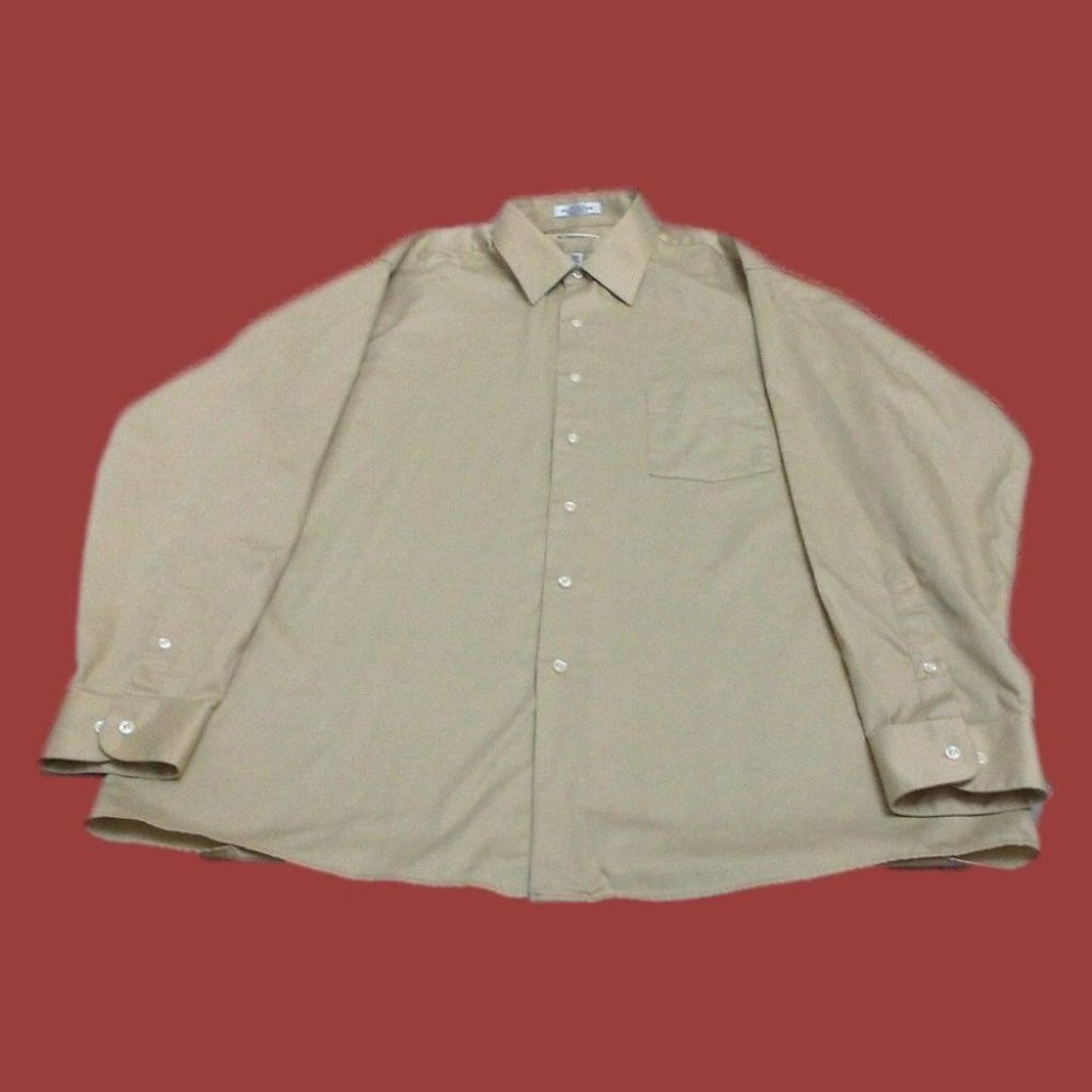 Van Heusen Men's Shirt Casual/Dress Cotton Blend Light Gold Size 17.5 (34-35) XL - Picture 15 of 16